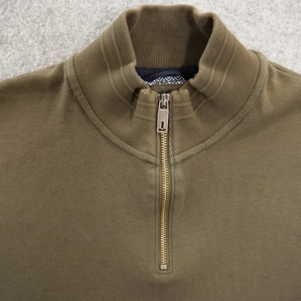 Ted Baker Sweater Mens Large Brown Knit Pullover Long Sleeve Mock Neck 1/4 Zip